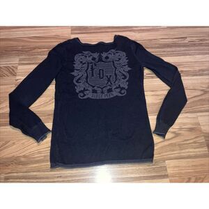 Fox Racing Pullover Womans L large Black Sheer Long Sleeve Tight‎ V Neck